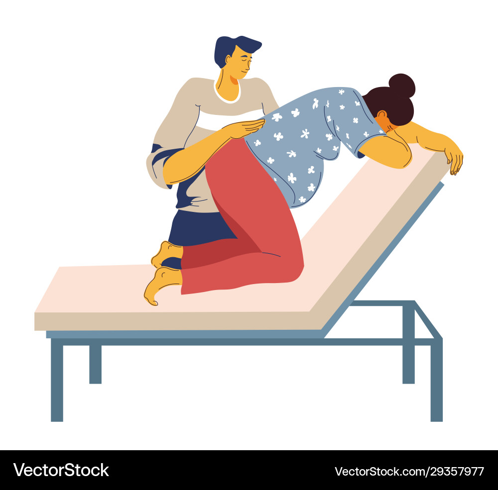 Childbirth and contractions birth giving position Vector Image