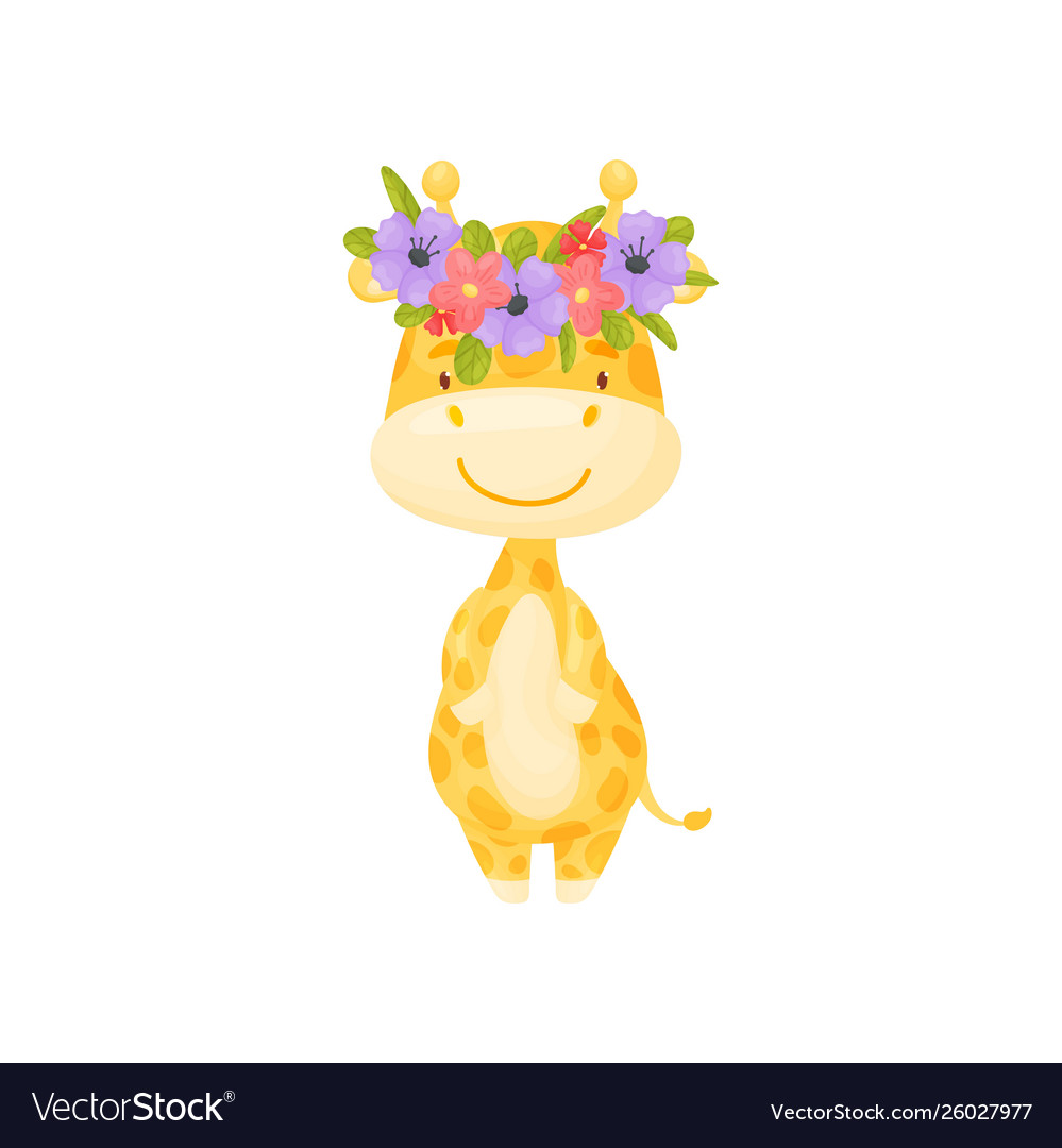 Cute cartoon giraffe on white Royalty Free Vector Image