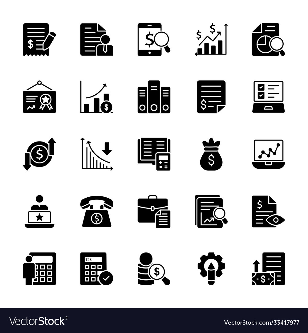 Finance glyph icons Royalty Free Vector Image - VectorStock