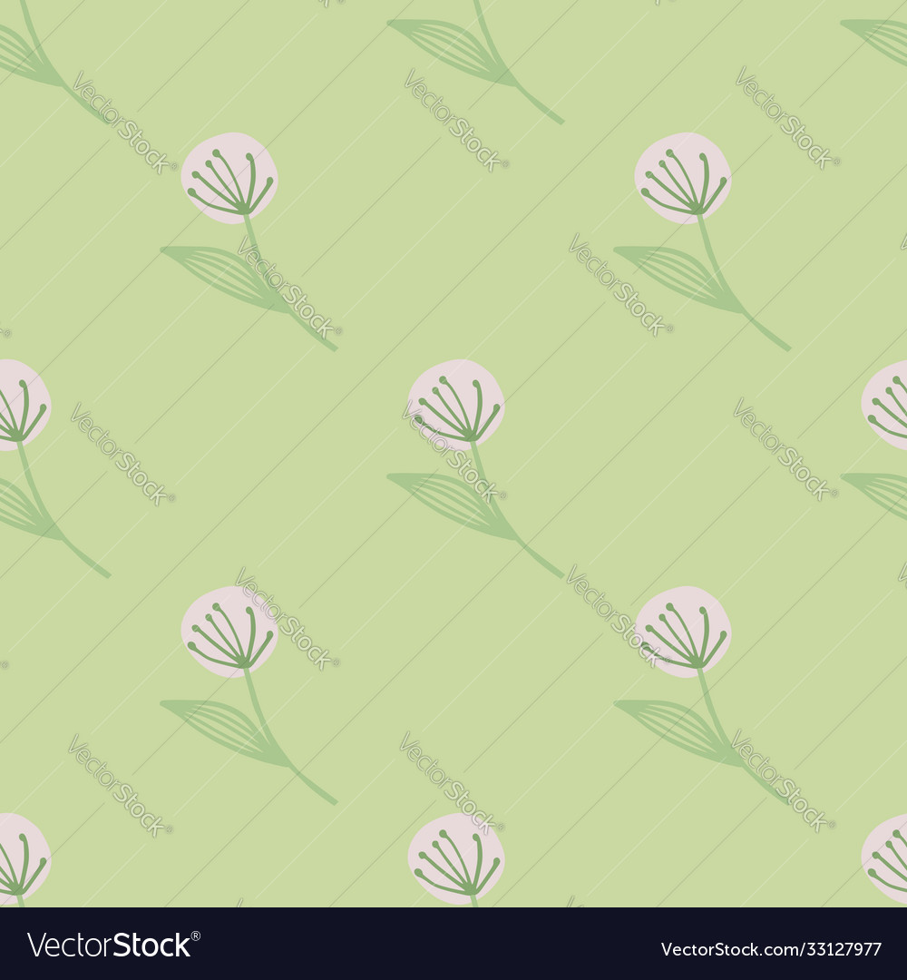 Light pink dandelion on seamless botanic pattern vector image Light pink dandelion on seamless botanic pattern