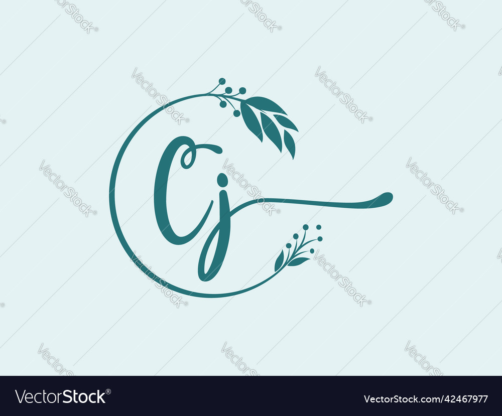 Luxury signature initial cj logo design