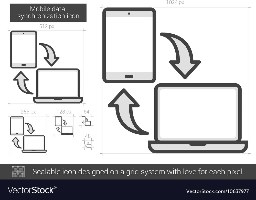 Mobile data synchronization line icon