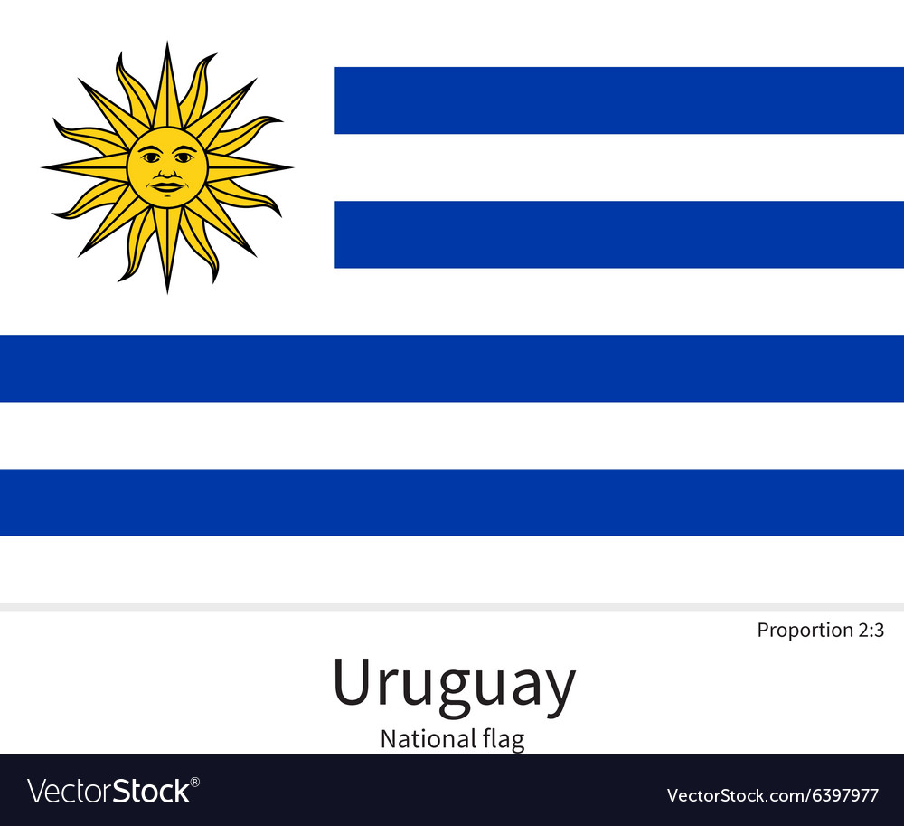 National flag of uruguay with correct proportions