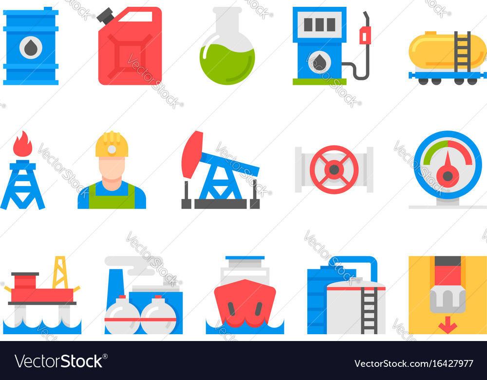 Oil and petrol industry objects icons Royalty Free Vector