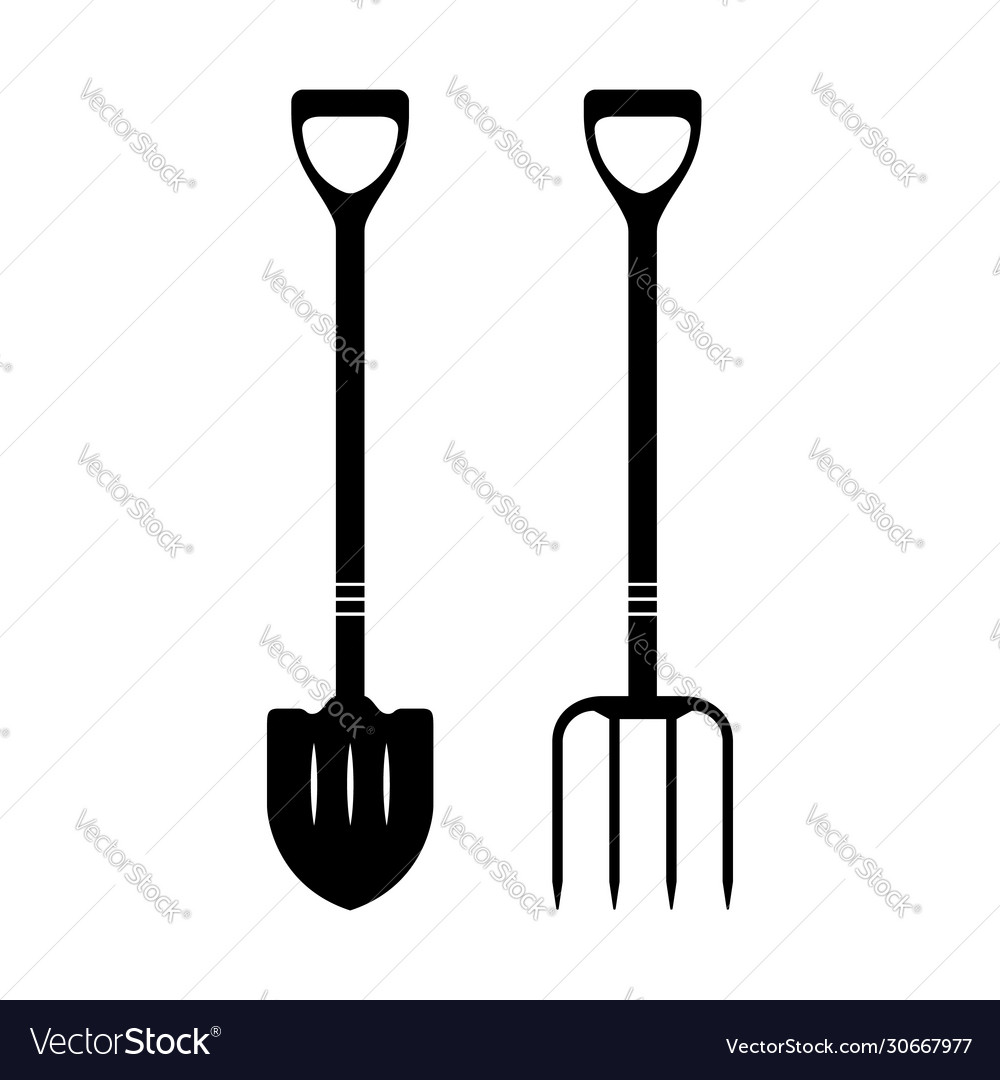 Pitchfork and shovel icon garden fork