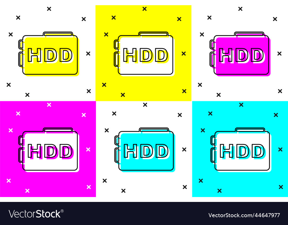 Set hard disk drive hdd icon isolated on color vector image Set hard disk drive hdd icon isolated on color