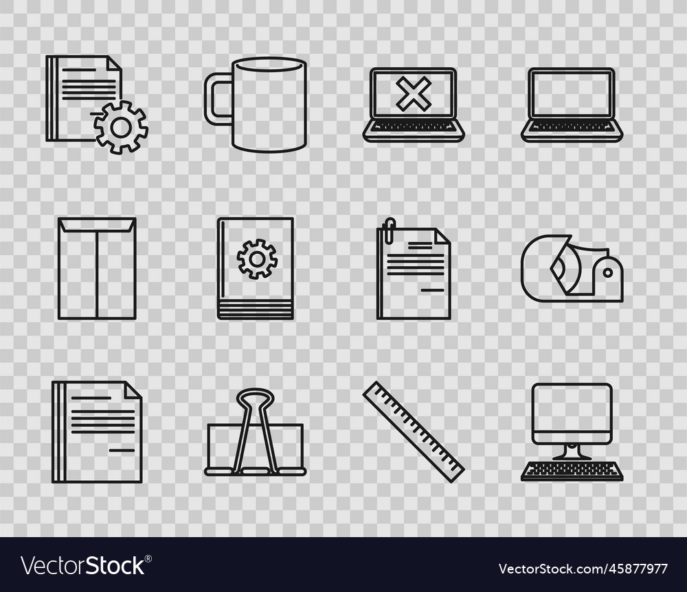 Zeilendatei-Dokument-Computermonitor einstellen Vector Image Zeilendatei-Dokument-Computermonitor einstellen