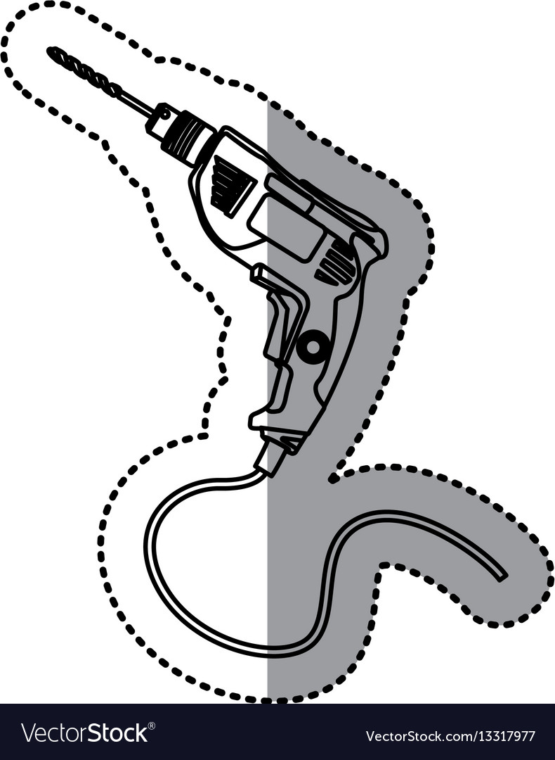 Sticker contour drill icon tool with wired