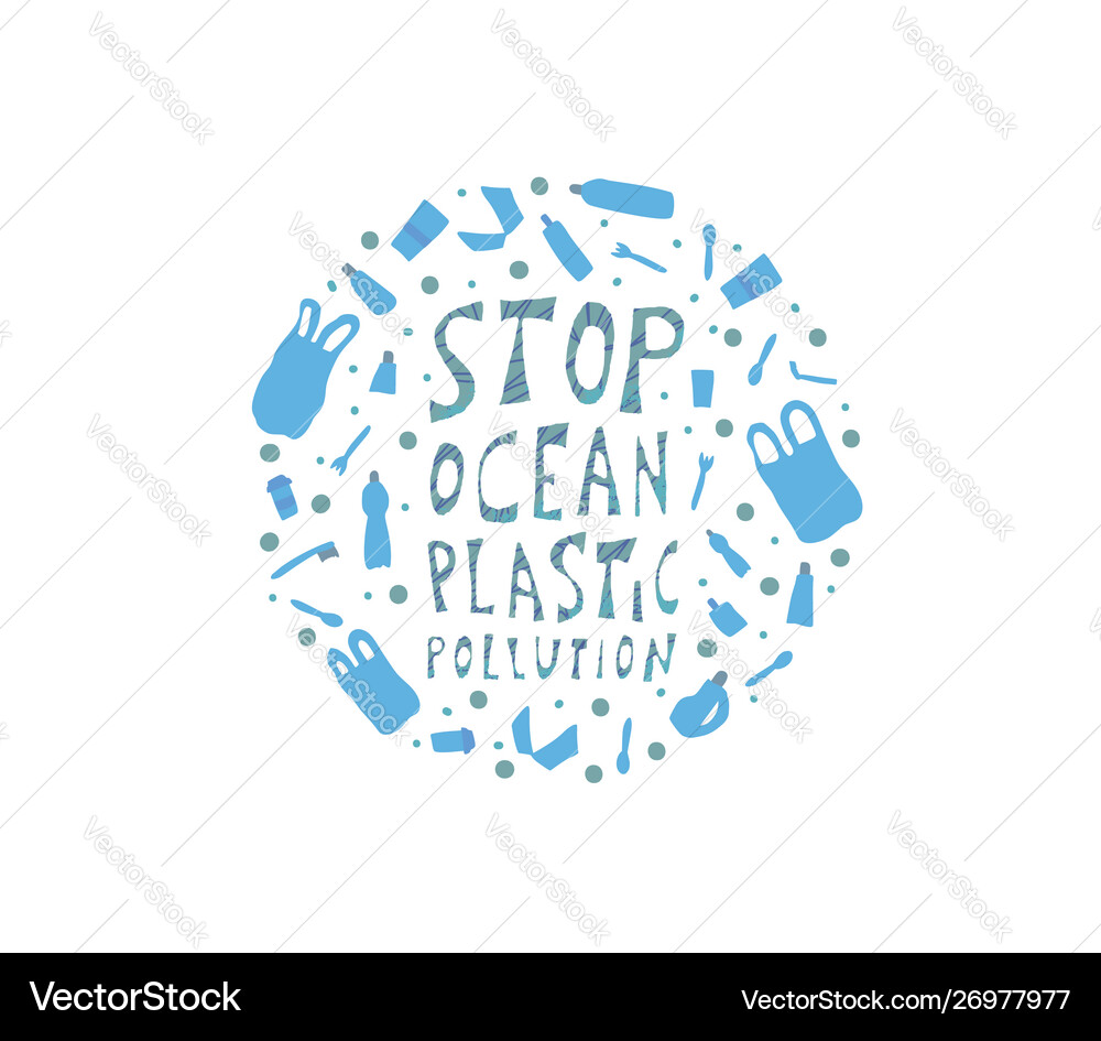 Stop Ocean Plastic Pollution Royalty Free Vector Image