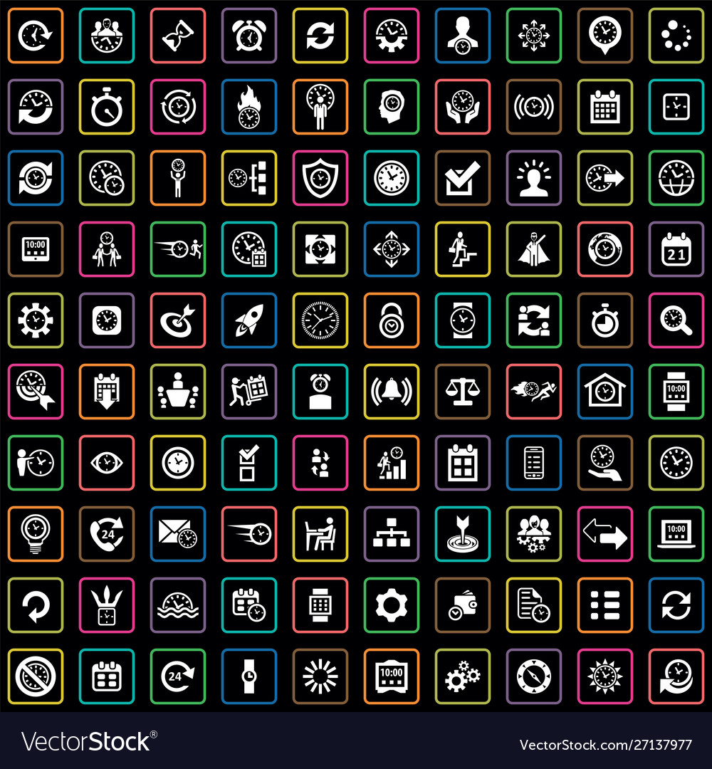 Time management 100 icons universal set for web
