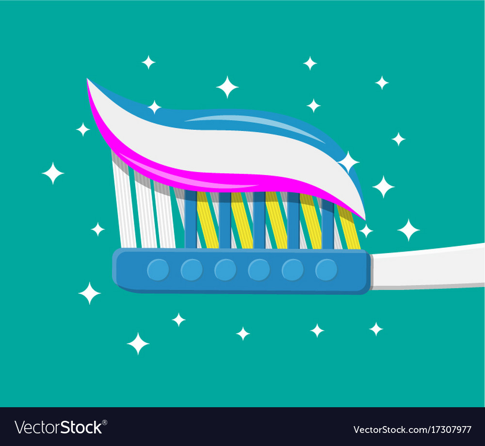 Toothbrush toothpaste flat style