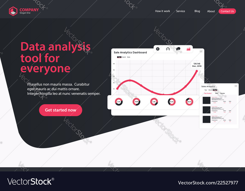 Website landing page design web analytics vector image Website landing page design web analytics