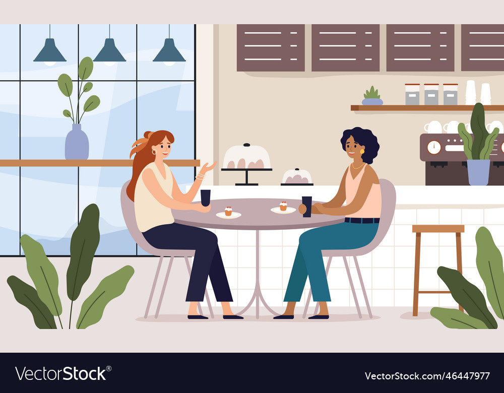 Women friends cafe meeting with friends coffe Vector Image