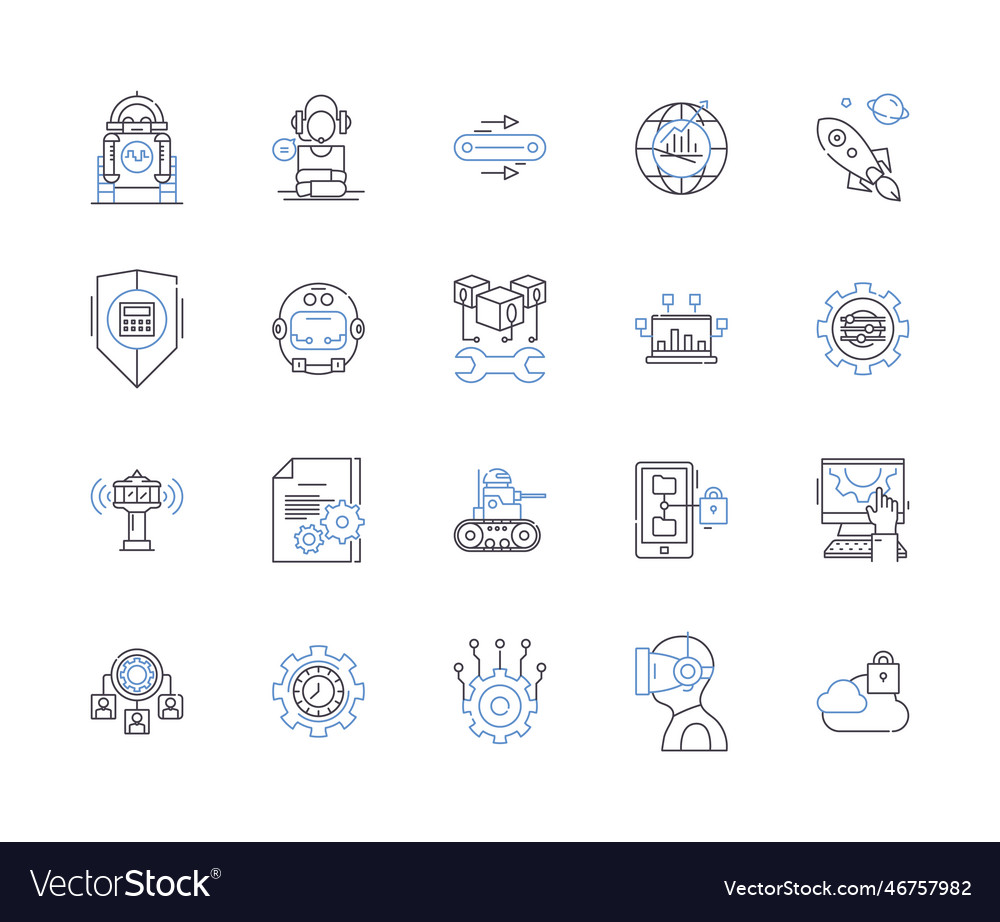 Automation and high tech outline icons collection vector image Automation and high tech outline icons collection