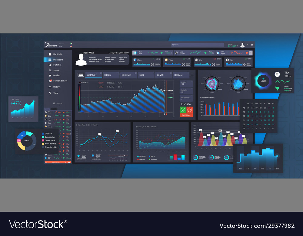 Beautiful modern dashboard Royalty Free Vector Image