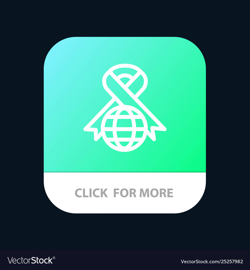 Care ribbon globe world mobile app button android vector image Care ribbon globe world mobile app button android