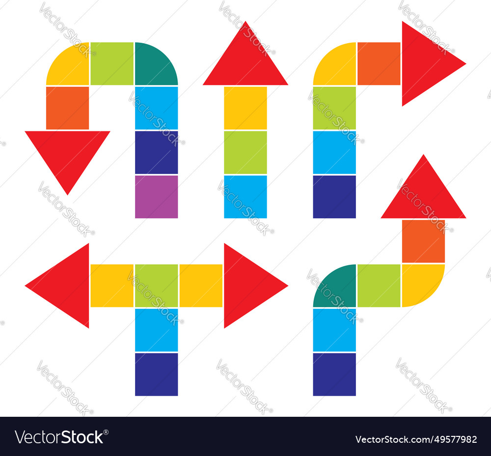 Color arrow rainbow set icons design elements