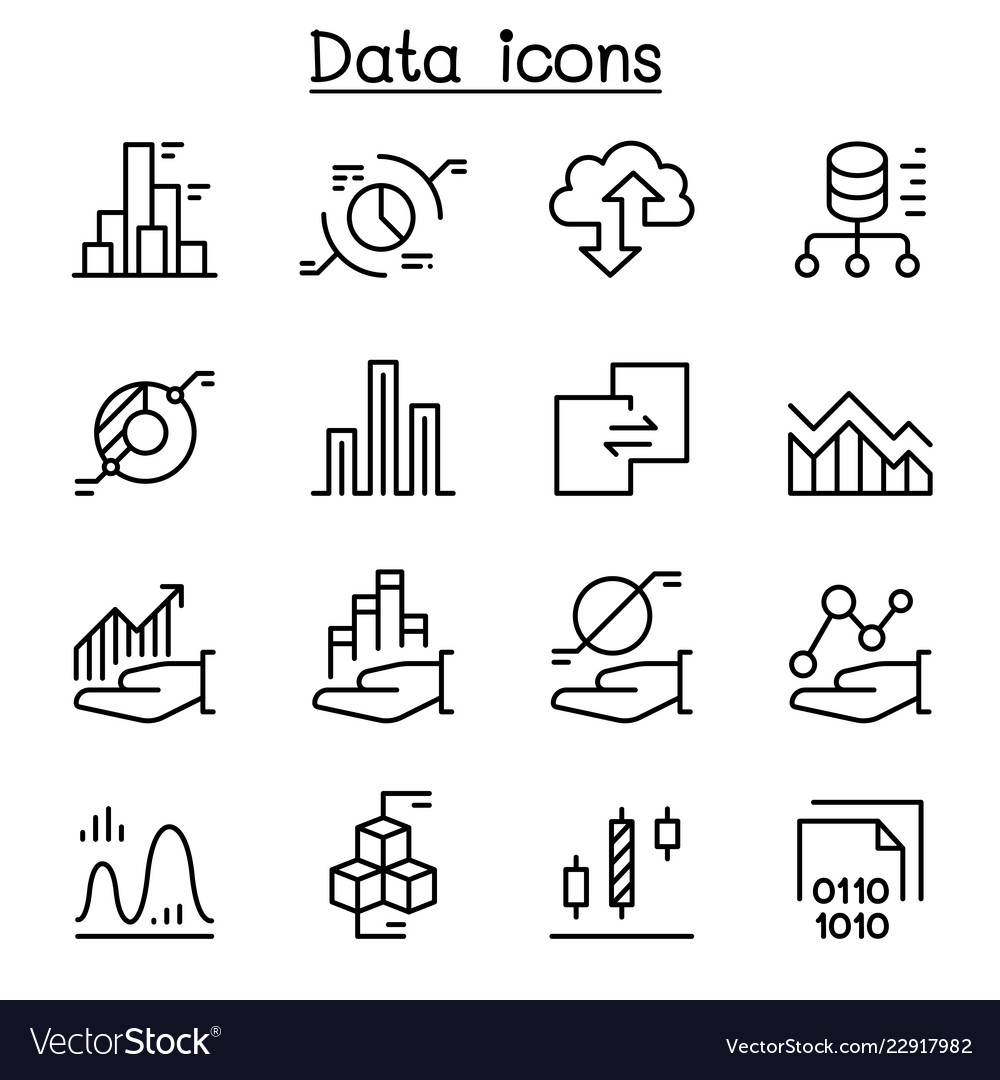 Data diagram graph infographic icon set in thin Vector Image