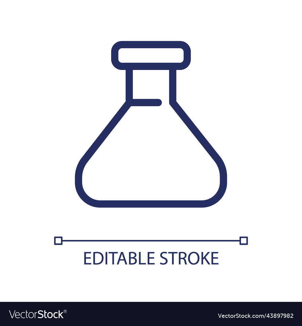 Erlenmeyer flask pixel perfect linear ui icon Vector Image Erlenmeyer flask pixel perfect linear ui icon