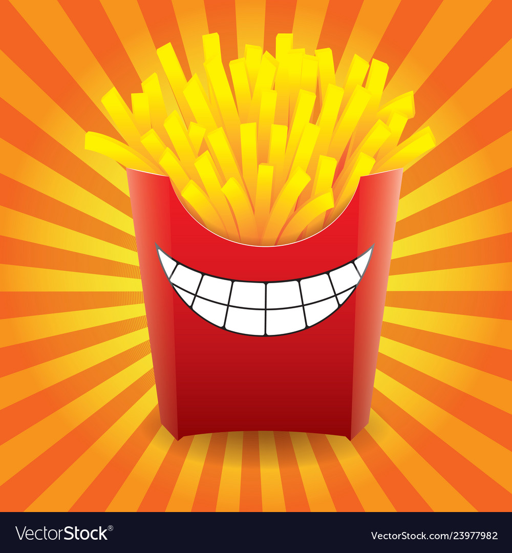 Funny french fries on striped background image