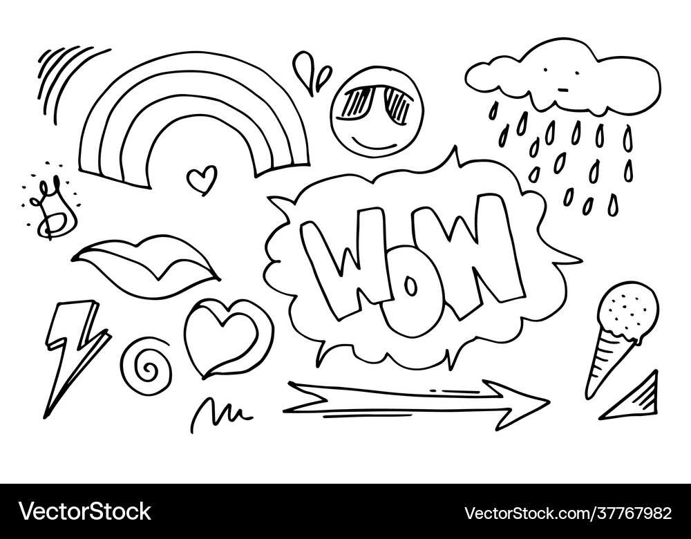Hand drawn set elements black on white Royalty Free Vector