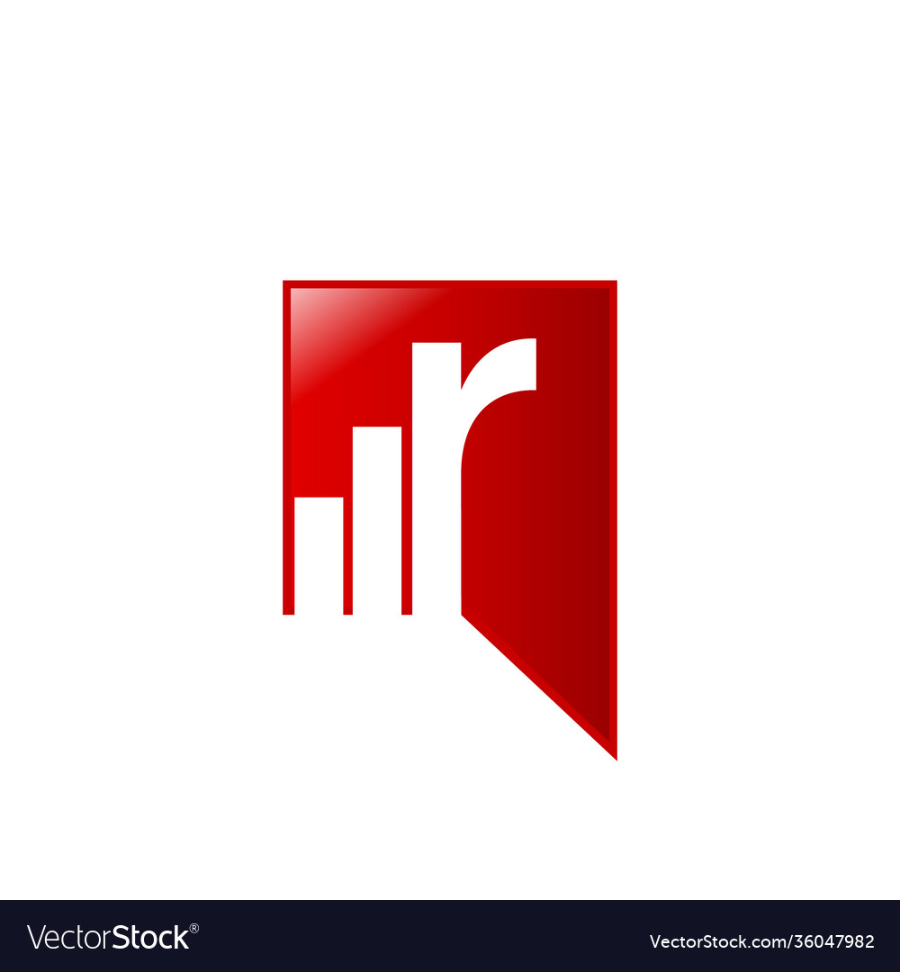 Initial letter r on negative space