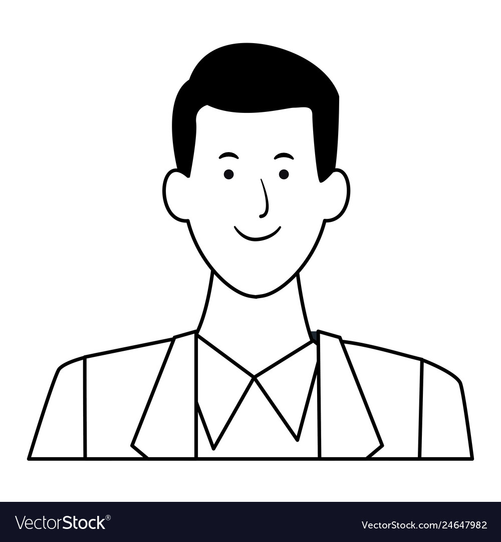 Man portrait avatar black and white Royalty Free Vector