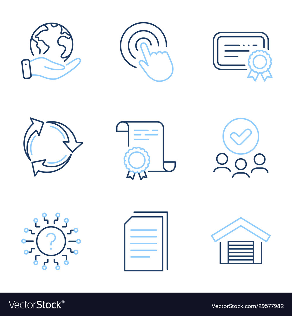 Recycle click and question mark icons set vector image Recycle click and question mark icons set