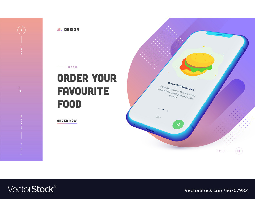 Responsive landing page design with order your vector image Responsive landing page design with order your