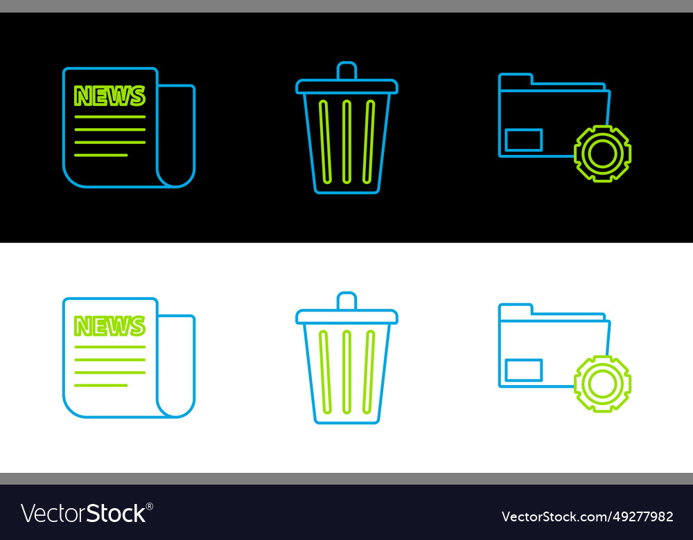 Set line folder settings with gears news vector image Set line folder settings with gears news