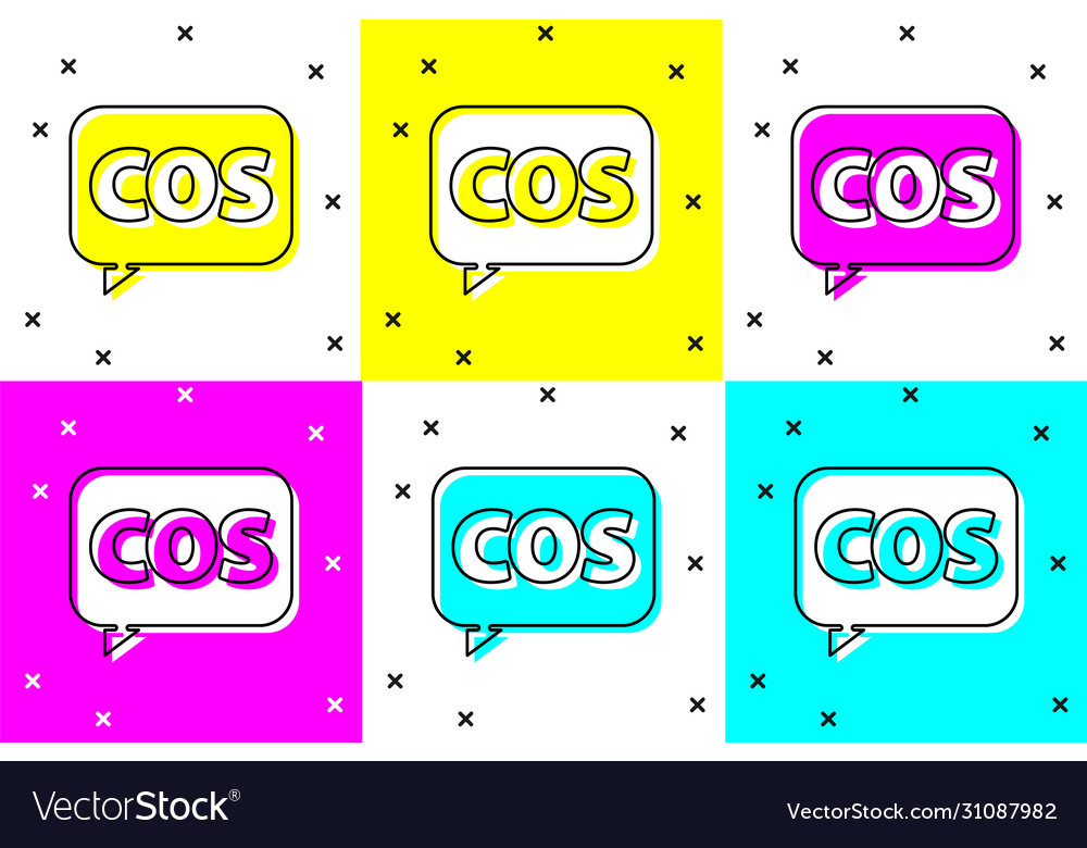 Set mathematics function cosine icon isolated