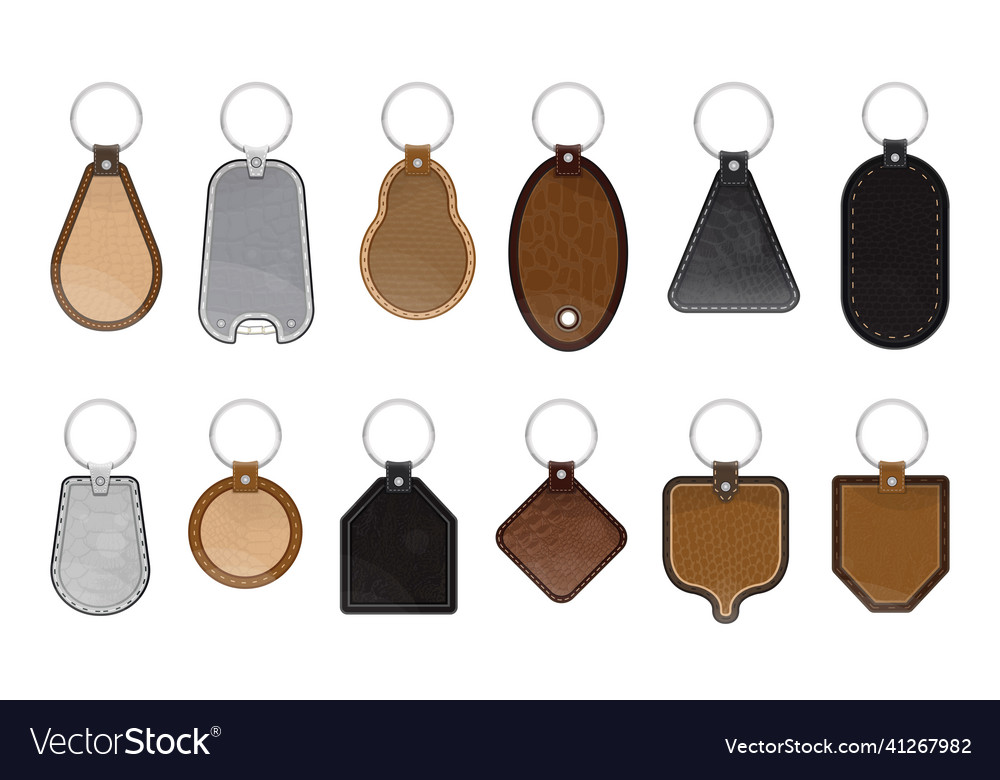 Set of leather keychains Royalty Free Vector Image