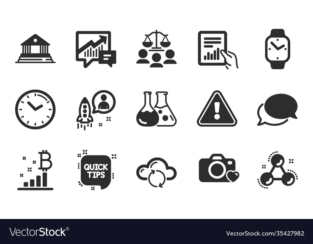 Time cloud sync and document icons set quick vector image Time cloud sync and document icons set quick