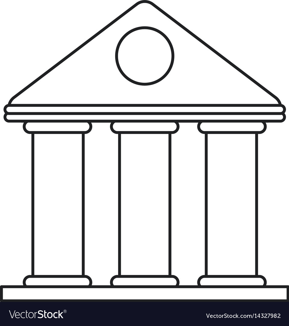 University building style temple thin line