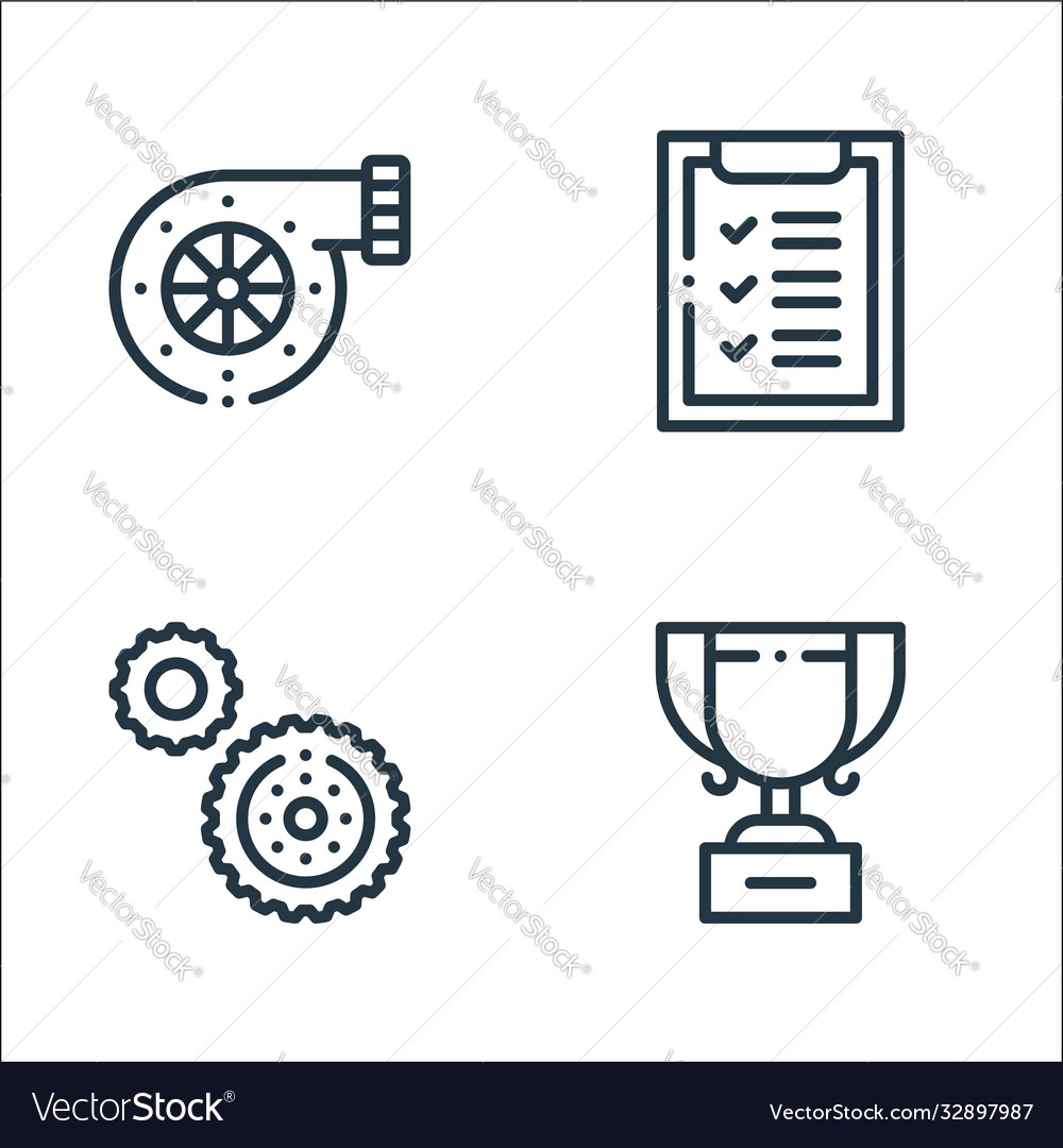 Autoracing line icons linear set quality vector image Autoracing line icons linear set quality