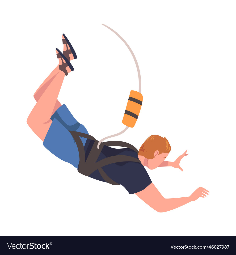 Bungee jumping with man character free falling