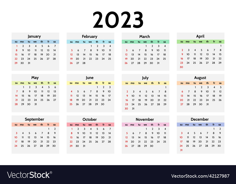 Calendar for 2023 isolated on a white background Vector Image