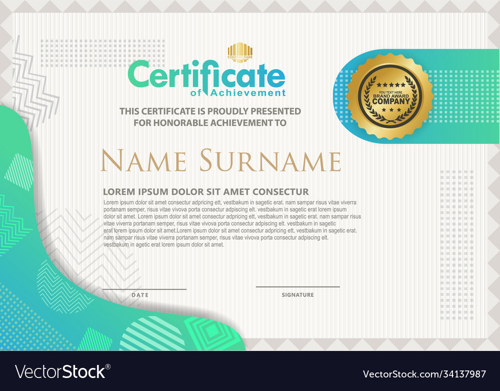 Certificate template with texture modern pattern