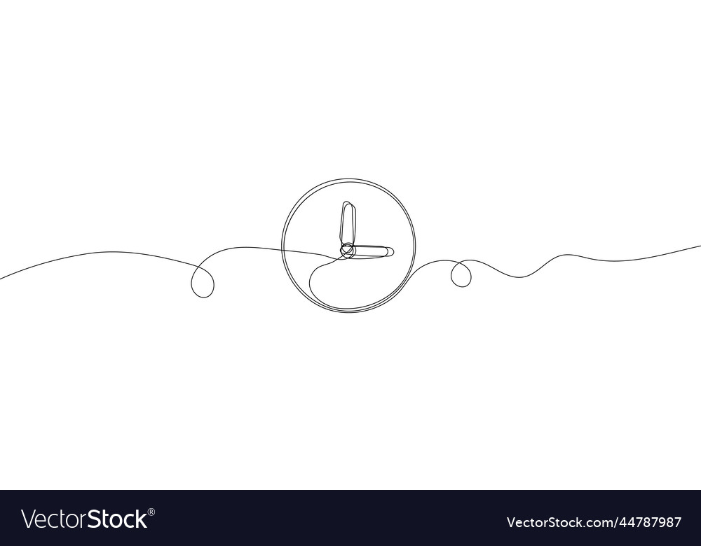 Clock in continuous line drawing style art