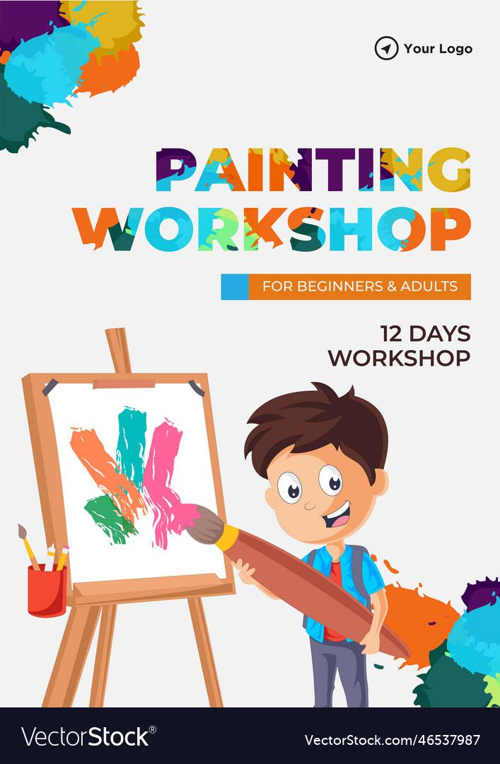Flyer design of painting workshop template Vector Image