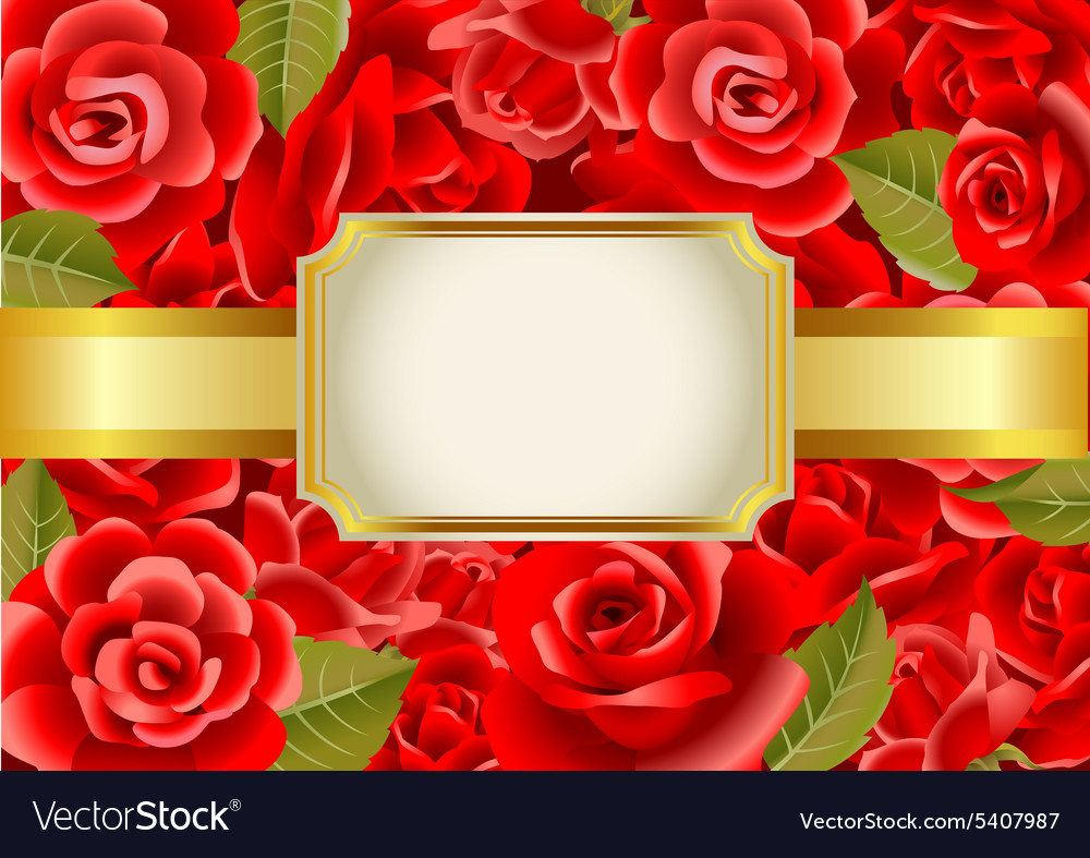 Frame On A Red Roses Background Royalty Free Vector Image