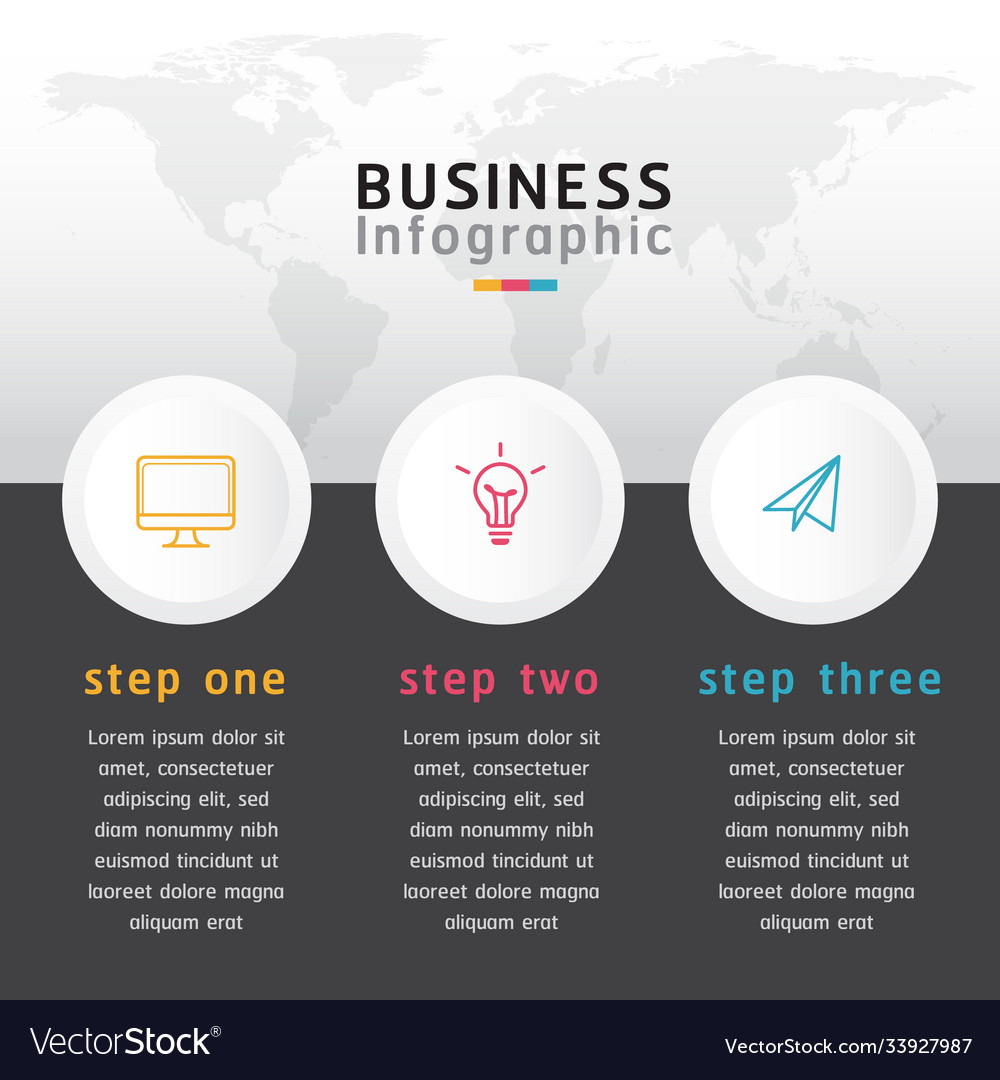 Infographic label design template with world map Vector Image