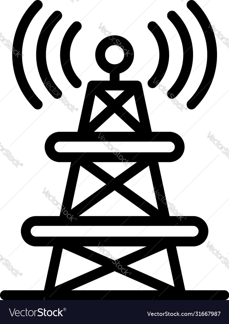 Radio tower icon outline style Royalty Free Vector Image