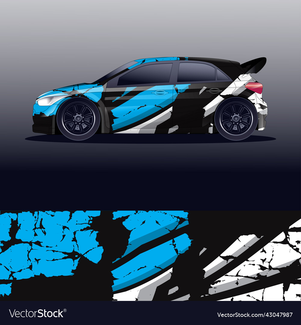 Rally car decal graphic wrap Royalty Free Vector Image