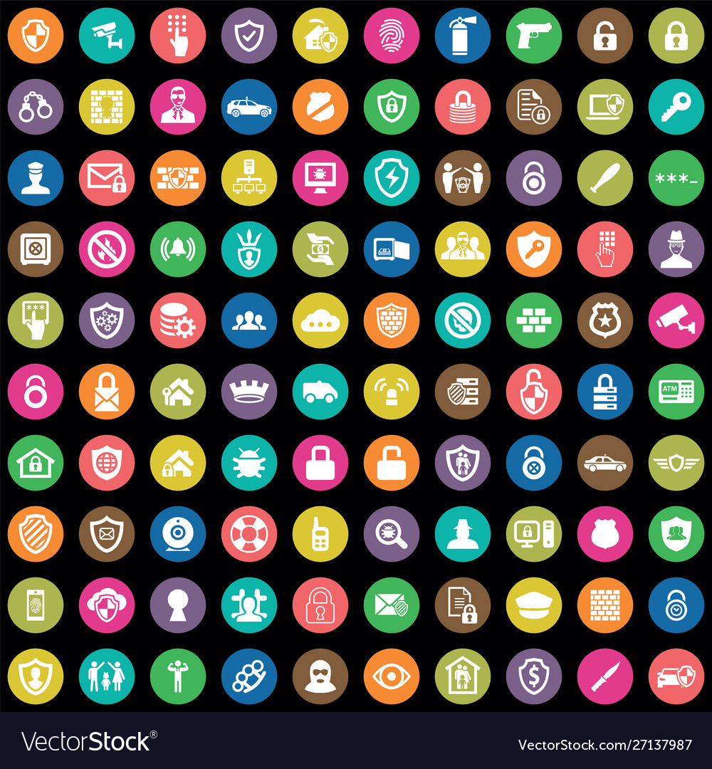 Security 100 icons universal set for web and ui