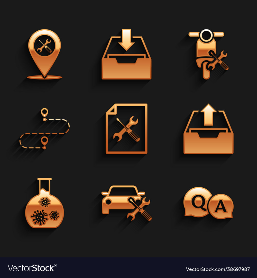 Set file document service car question Vector Image Set file document service car question