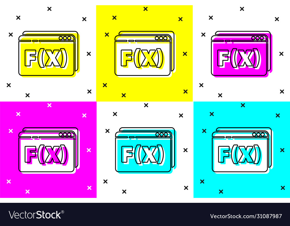 Set function mathematical symbol icon isolated