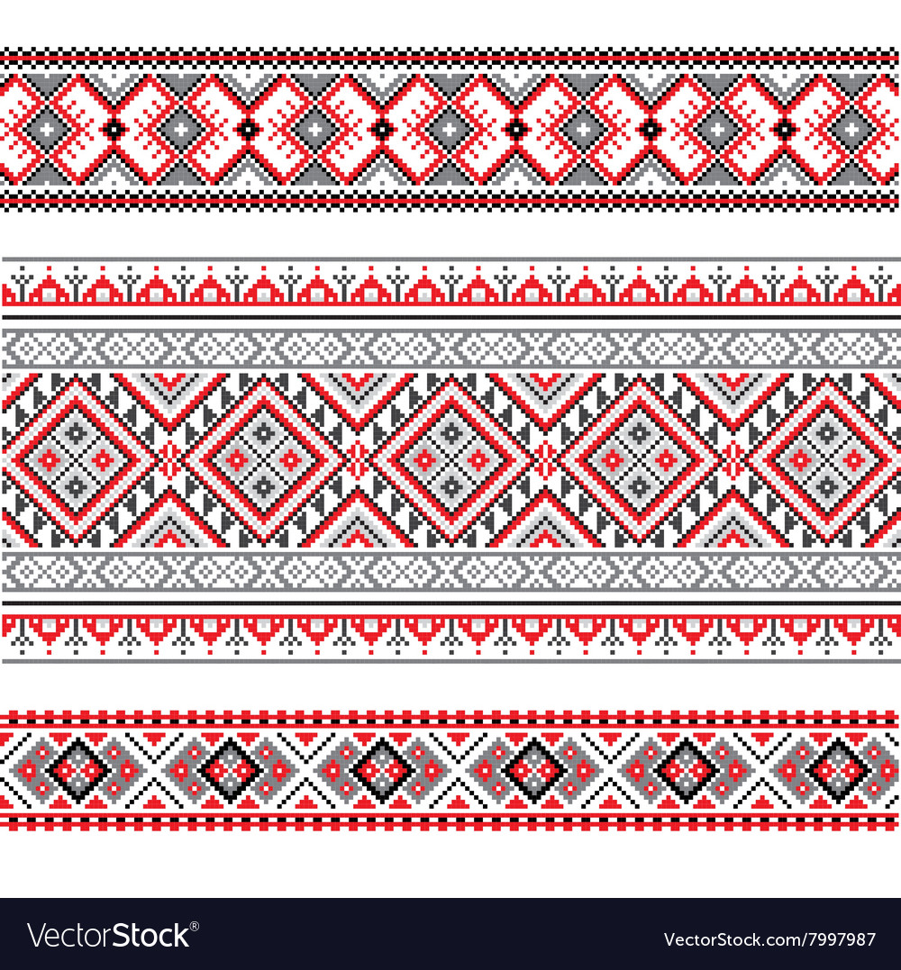 Set of ethnic ornament pattern in different colors