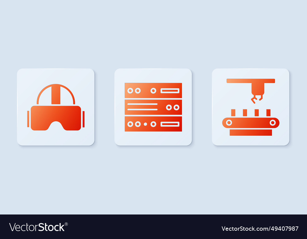 Set server data web hosting virtual reality vector image Set server data web hosting virtual reality