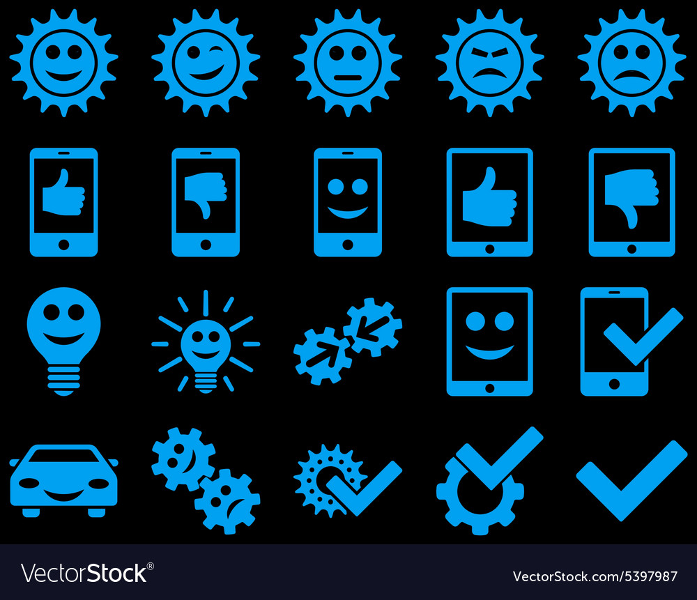 Tools and smile gears icons